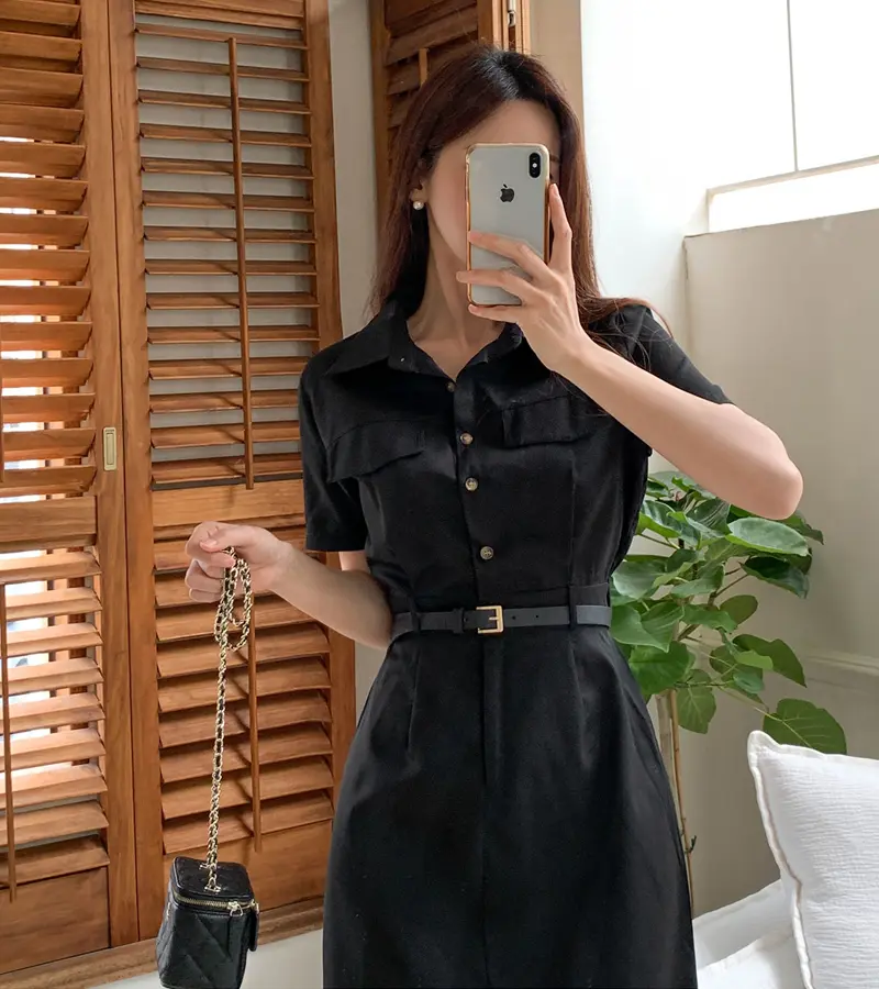 레트로 무드 끈 장식 원피스 (허리끈 포함) 상세 이미지 24