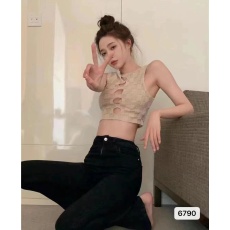 批发性感辣妹镂空<b class='q'>棋盘</b><b class='q'>格</b>针织背心吊带女春季新款内搭外穿短款打底上衣