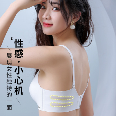春夏款防走光抹胸内衣女无钢圈调整型聚拢上托无痕轻柔透气文胸罩