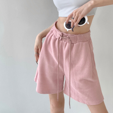 官图 高密米妮 6色 宽松阔腿五分裤女夏季高腰抽绳运动短裤