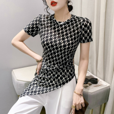 批发2026夏季新款时尚印花<b class='q'>字母</b>中长款短袖<b class='q'>T</b><b class='q'>恤</b>不规则百搭显瘦上衣