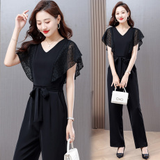 批发秒变大长腿<b class='q'>连体裤</b>子2025夏季新款简约气质<b class='q'>雪纺</b>拼接轻薄百搭<b class='q'>连体裤</b>