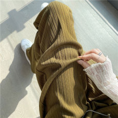 批发原版质量#绿色冰丝阔腿裤女<b class='q'>夏</b>季薄款2025新款防晒凉凉垂感直筒裤