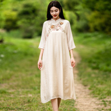 批发实拍 新中式国风重工刺绣连衣裙夏季新款高级复古<b class='q'>改良</b><b class='q'>旗袍</b>裙子
