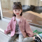 纯棉牛仔外套女童粉色牛仔外套2023春装新款韩系童装衣服轮播图1