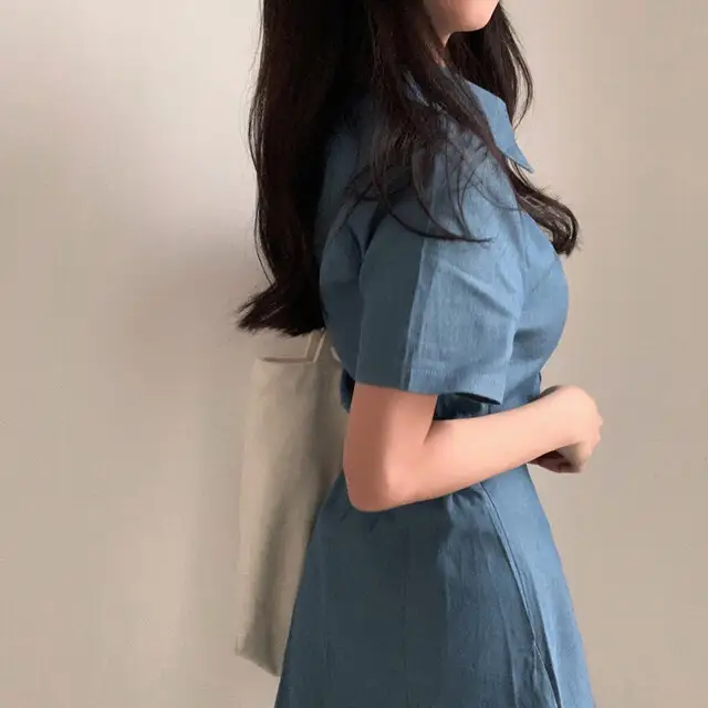 여성용 캐주얼 슬림핏 원피스 상세 이미지 7