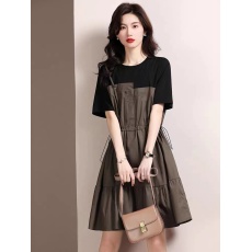 批发收腰显瘦连衣裙女夏季2026新款休闲<b class='q'>韩版</b>小个子显高假两件套装裙子