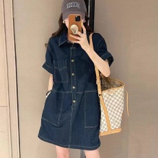 批发哥家女装2026夏季新款气质港味卷边宽松显瘦减龄牛仔<b class='q'>连衣裙</b>女