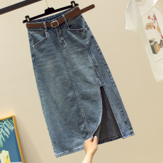 批发牛仔半身裙女夏季2026新款小个子设计感长裙高腰显瘦开叉a字裙子