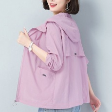 批发中老年妈妈休闲连帽防晒衣2026夏季新款大码宽松防晒服轻薄短外套