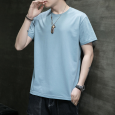 批发2023新款夏季纯棉200克纯色男士<b class='q'>T</b>恤短袖休闲<b class='q'>血</b>打底<b class='q'>衫</b>潮流半袖体桖