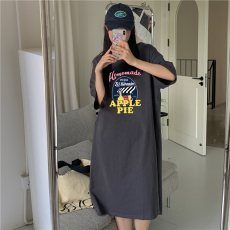 批发实价实拍包领6535拉架<b class='q'>夏</b>季韩版宽松中长款<b class='q'>连衣裙</b>短袖t恤女潮