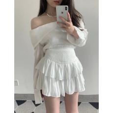 批发纯欲白色<b class='q'>高腰</b>显瘦仙女短裙防走光内衬秋季韩版气质花边蛋糕裙裤