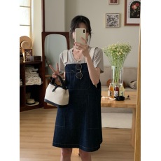 批发设计感牛仔<b class='q'>背带</b>裙女夏季2026新款韩系通勤休闲宽松直筒裙子