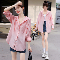 批发实拍2026早春衬衫外套<b class='q'>糖果</b><b class='q'>色</b>连帽洗水棉衬衣女 薄款<b class='q'>开衫</b>防晒衣