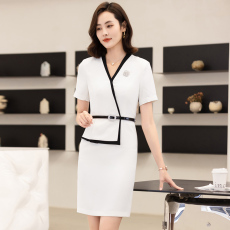 批发夏季新款修身显瘦职业装女<b class='q'>珠宝</b>店导购员美容师连衣裙前台工作服潮