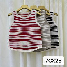 批发条纹冰丝针织背心女2026春夏新款设计感别致修身吊带打底衫<b class='q'>上衣</b>服