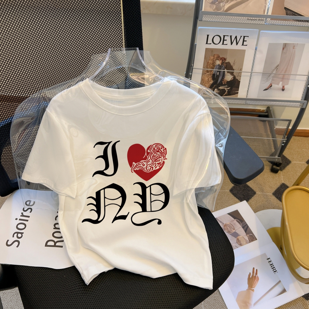 Real shot 2024 spring and summer new style 40 threads 210g 92% cotton 8% spandex short-sleeved T-shirt for women slim fit