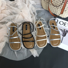 批发小众设计罗马绑带拖鞋夏季女外穿2023年新款露趾气质时尚平底凉鞋