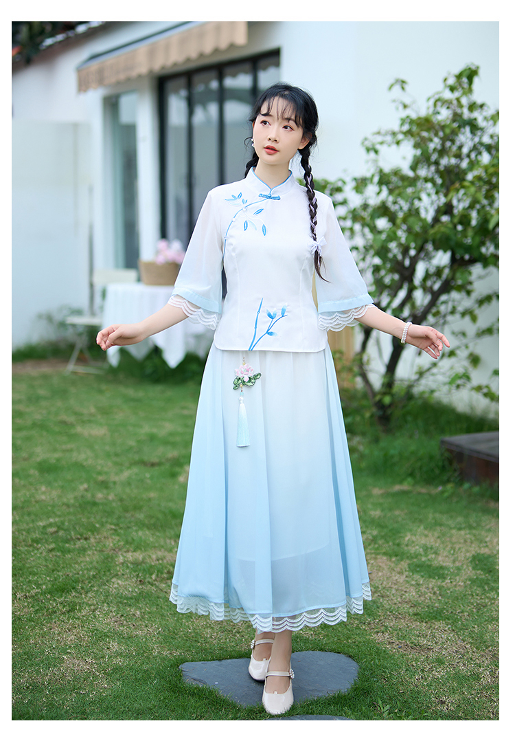 实拍民国风唐装中国风复古汉服改良斜襟年轻旗袍中式上衣裙子