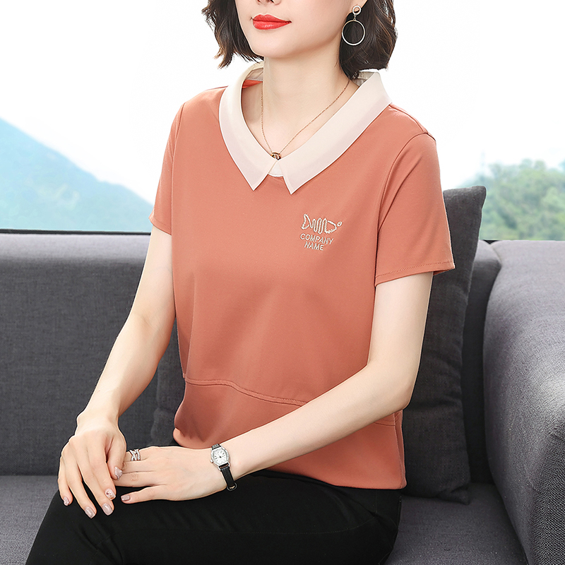 MY413# 夏季新款时尚气质妈妈韩版休闲百搭短袖套头T恤上衣女女裝貨源服裝批發