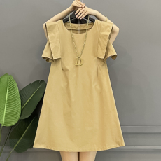 批发官图 夏季新款气质简约显瘦连衣裙胖mm纯色净版女神<b class='q'>范</b>中长裙子潮