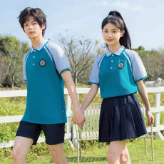 批发支持定制LOGO班服夏季短袖儿童<b class='q'>校服</b>运动服<b class='q'>幼儿园</b>园服套装两件套