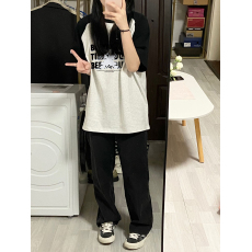 批发美式复古插肩袖短袖T恤女2026夏季<b class='q'>新款</b>设计感拼接上衣ins潮