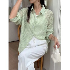 批发韩版夏季<b class='q'>大码</b>chic休闲时尚百搭镂空衬衫时尚防晒衣外套女