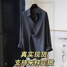 批发一线大品牌剪标女装外贸货出口<b class='q'>原</b><b class='q'>单</b>天丝翻领衬衣衫长袖中长款宽松