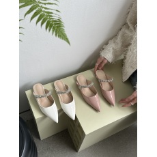 批发葡萄妈同款法式玛丽珍单鞋女平底夏季新款包头尖头水钻后空凉拖鞋