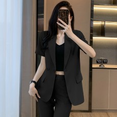 批发黑色<b class='q'>西装外套</b>女夏季薄款2026新款小个子职业装气质短袖西服套装夏