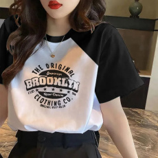 拼接短袖t恤女宽松ins上衣女夏季新款设计感小众小衫体恤