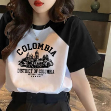 拼接短袖t恤女宽松ins上衣女夏季新款设计感小众小衫体恤