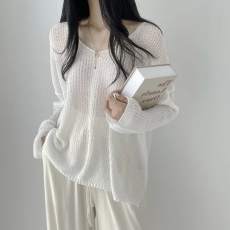 批发已出货 <b class='q'>韩国</b>chic宽松慵懒风v晒罩衫韩版长袖针织毛衣