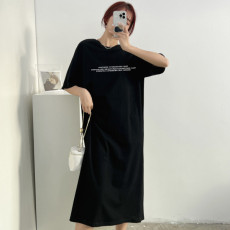 批发夏季韩国简约宽松<b class='q'>大码</b><b class='q'>连衣裙</b>休闲时尚长款过膝休闲睡裙跨境跑量