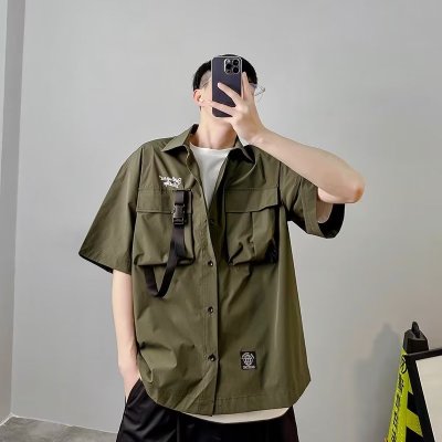 时尚夏季ins潮流修身潮新款男日系青春流行百搭衬衫慵懒长袖原宿