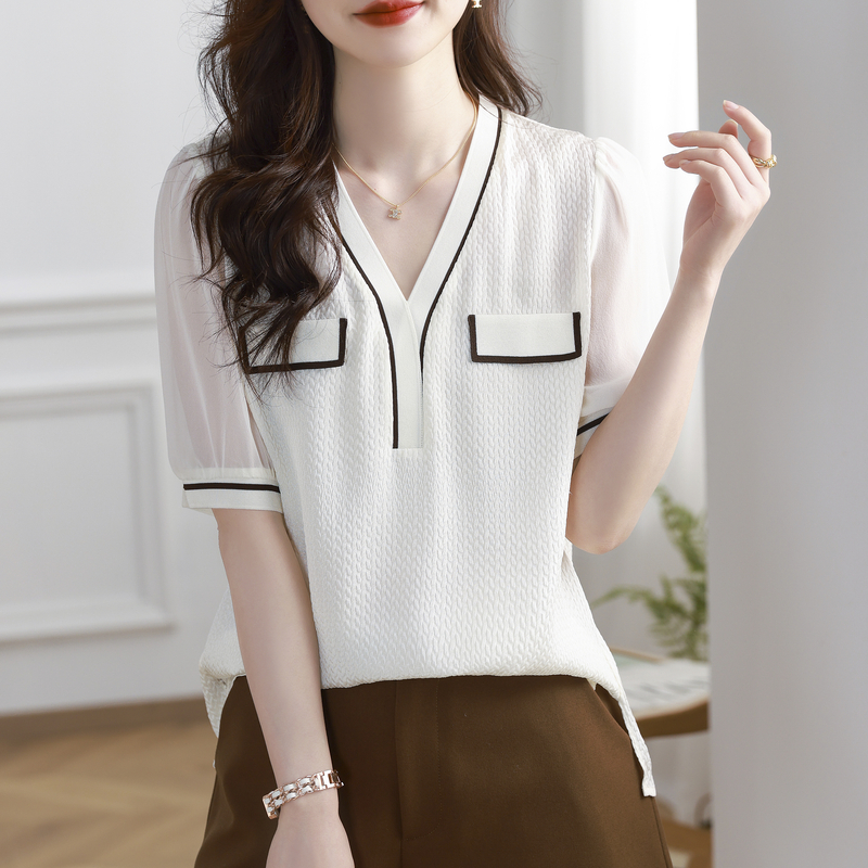 MY1550# 肌理TE精致定织桑蚕丝冠乐绉~真丝针织衫女短袖夏季新款女裝貨源服裝批發