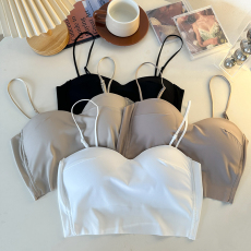 批发<b class='q'>实拍</b><b class='q'>大码</b>冰丝无痕美背网红固定防跑杯后背交叉打底内衣短吊带背心