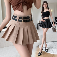 批发实拍 半身裙女2026春季辣妹双腰带小个子百褶短裙a字高腰<b class='q'>性感</b>裙子
