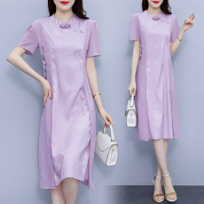 批发母亲节妈妈<b class='q'>夏</b>装旗袍连衣裙洋气2023新款中老年女<b class='q'>夏</b>季短袖裙子显