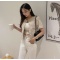 韩国chic 小香风复古格子圆领短袖短外套女轮播图5