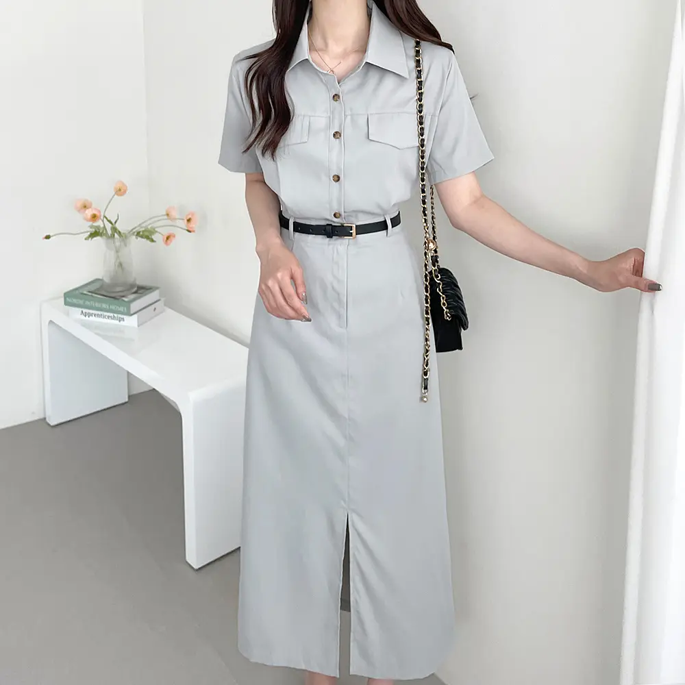 레트로 무드 끈 장식 원피스(허리끈 포함) 상세 이미지 2