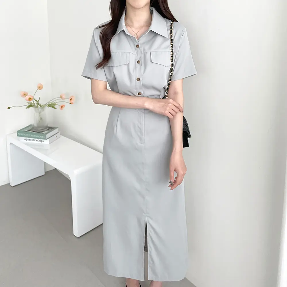 레트로 무드 끈 장식 원피스(허리끈 포함) 상세 이미지 3