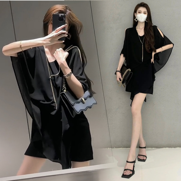 RM13721#御姐风夏季不规则气质设计感显瘦连衣裙