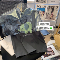 批发재고있음92棉/8氨纶40支210g纯棉 修身短款T恤女短袖