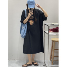 批发仿棉牛奶丝夏季韩版韩国大码长款连衣裙胖mm宽松过膝睡裙专供外贸