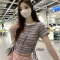 实拍实价 别致正肩镂空辣妹蝴蝶短袖T恤女夏季新款刺绣修身上衣轮播图1