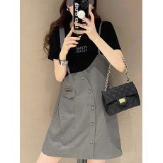 批发不规则假两件西装<b class='q'>连衣裙</b>女<b class='q'>欧洲站</b>2026夏装新款洋气减龄拼接a字裙