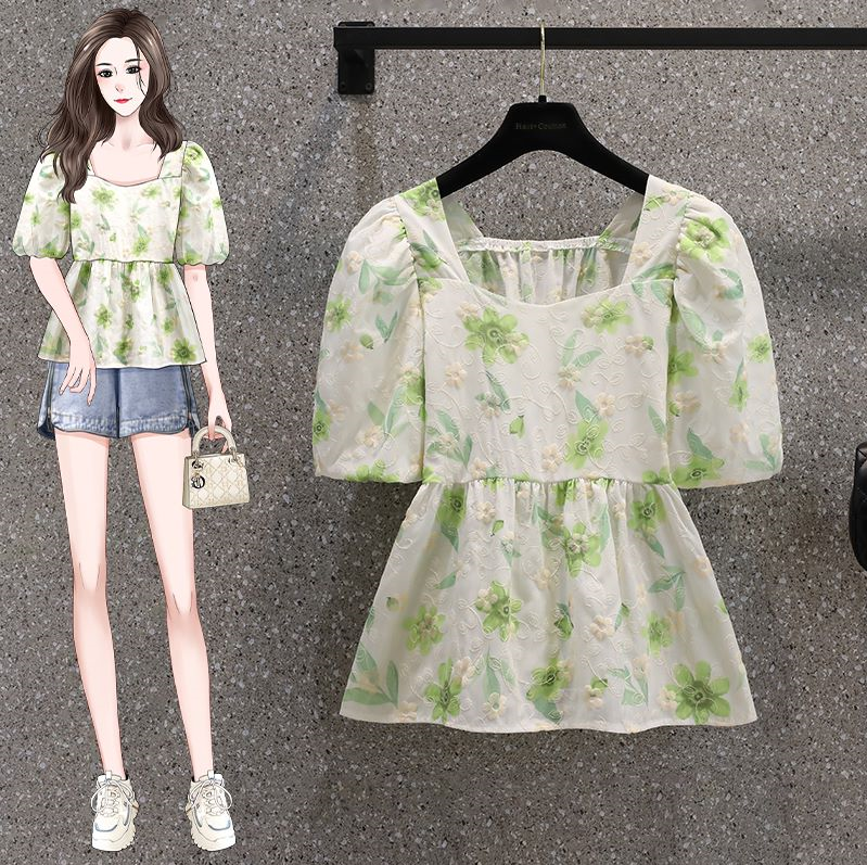 RY1641# 实拍夏刺绣上衣白色设计感休闲套头百搭洋气镂空短袖衫M-4X...